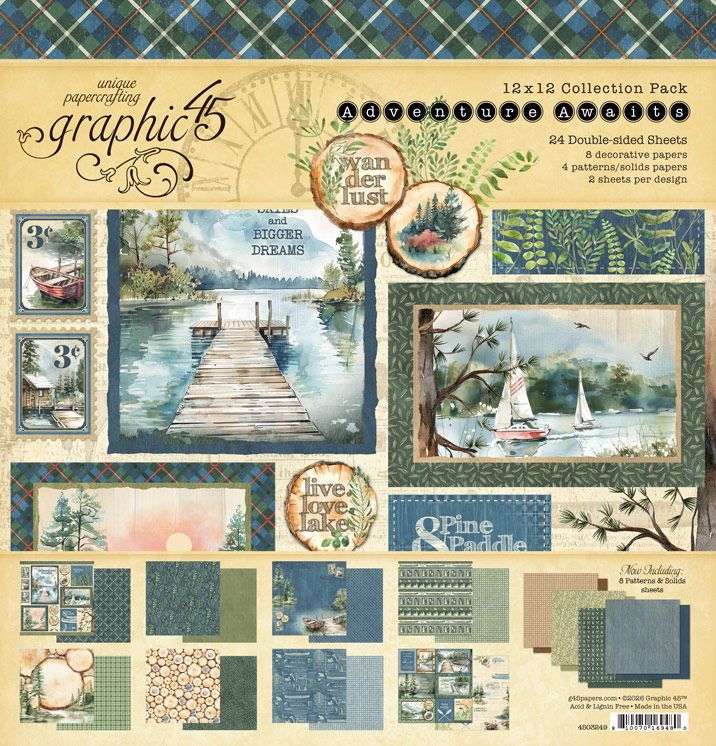 Graphic 45 Adventure Awaits 12” x 12” Collection Pack
